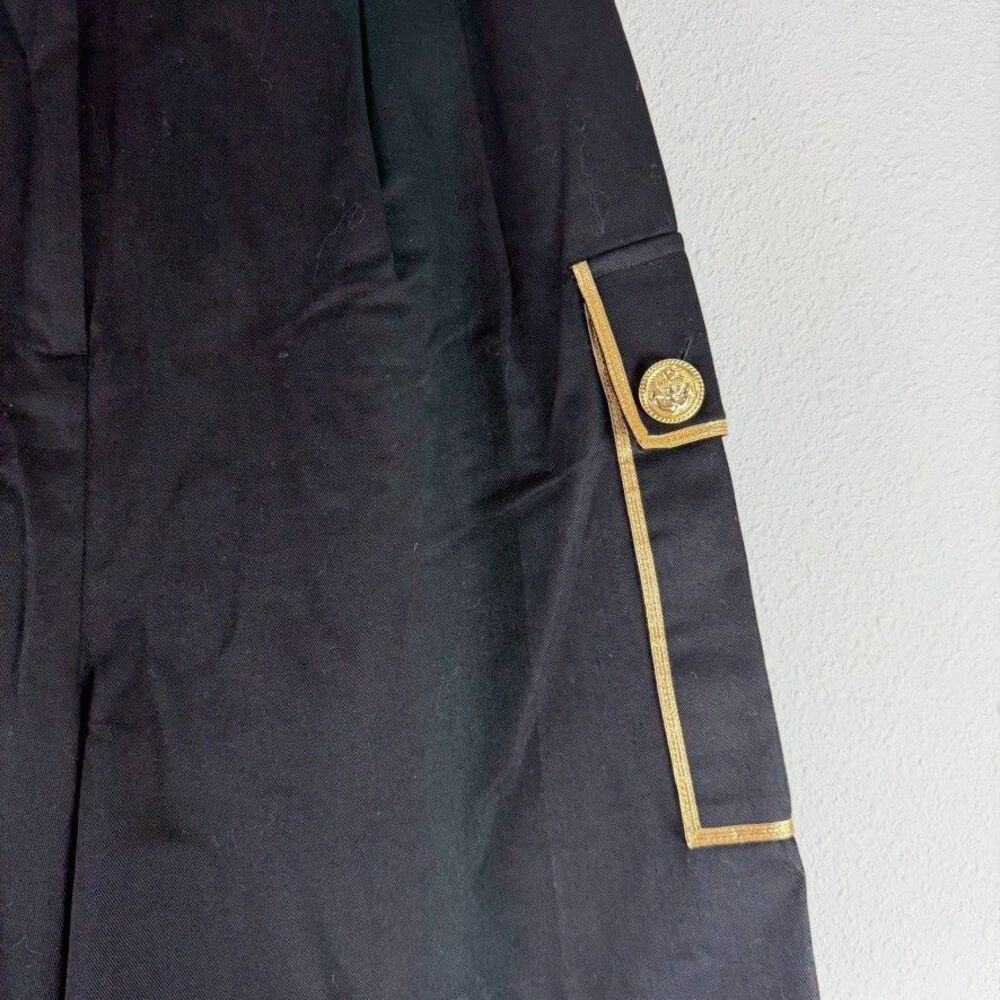 Vintage Black Gold Trim High Waisted Shorts Pleated Sailor Military Cargo Sz 10 - Picture 3 of 8